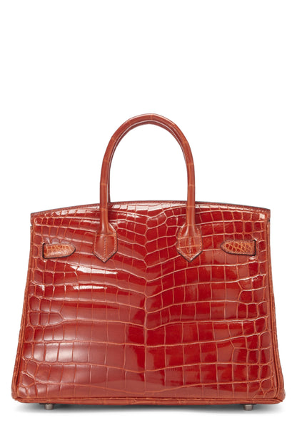 Hermès, Pre-Loved Sanguine Niloticus Crocodile Lisse Birkin 30, Sanguine