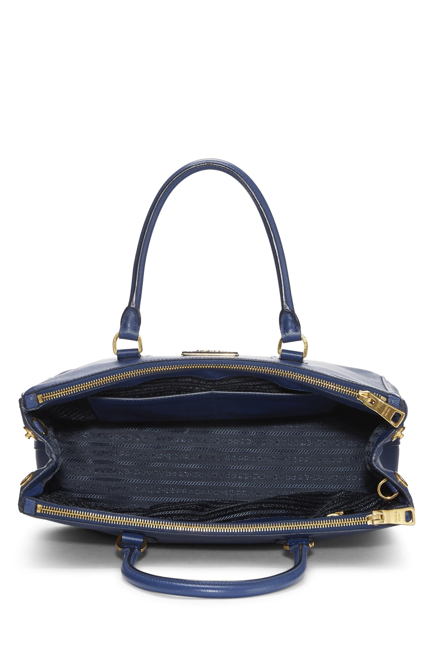 Prada, sac fourre-tout Executive moyen en saffiano bleu d'occasion, bleu marine