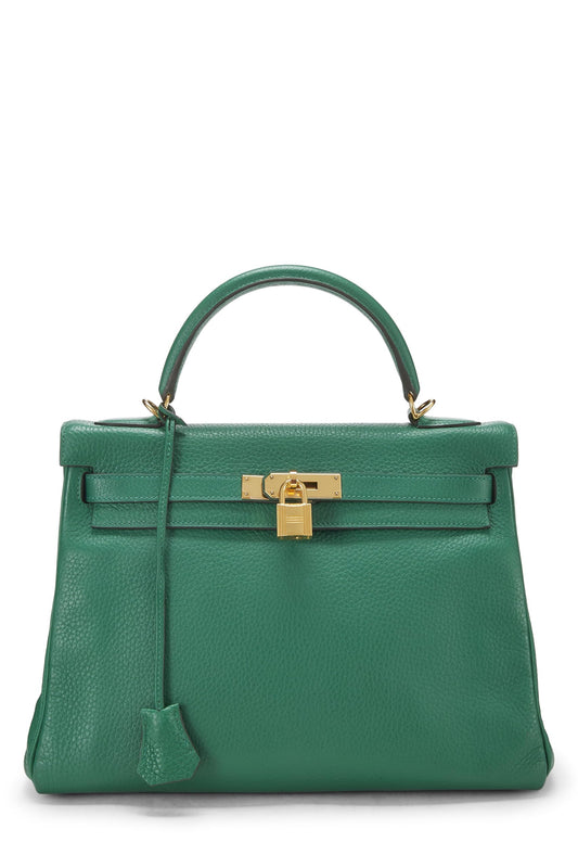 Hermès, Pre-Loved Vert Vertigo Clemence Kelly Retourne 32, Vert Vertigo