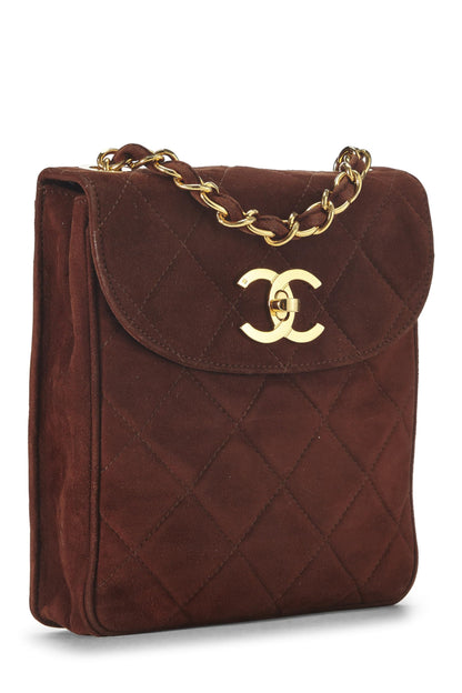 Chanel, sac à bandoulière en daim marron d'occasion, marron