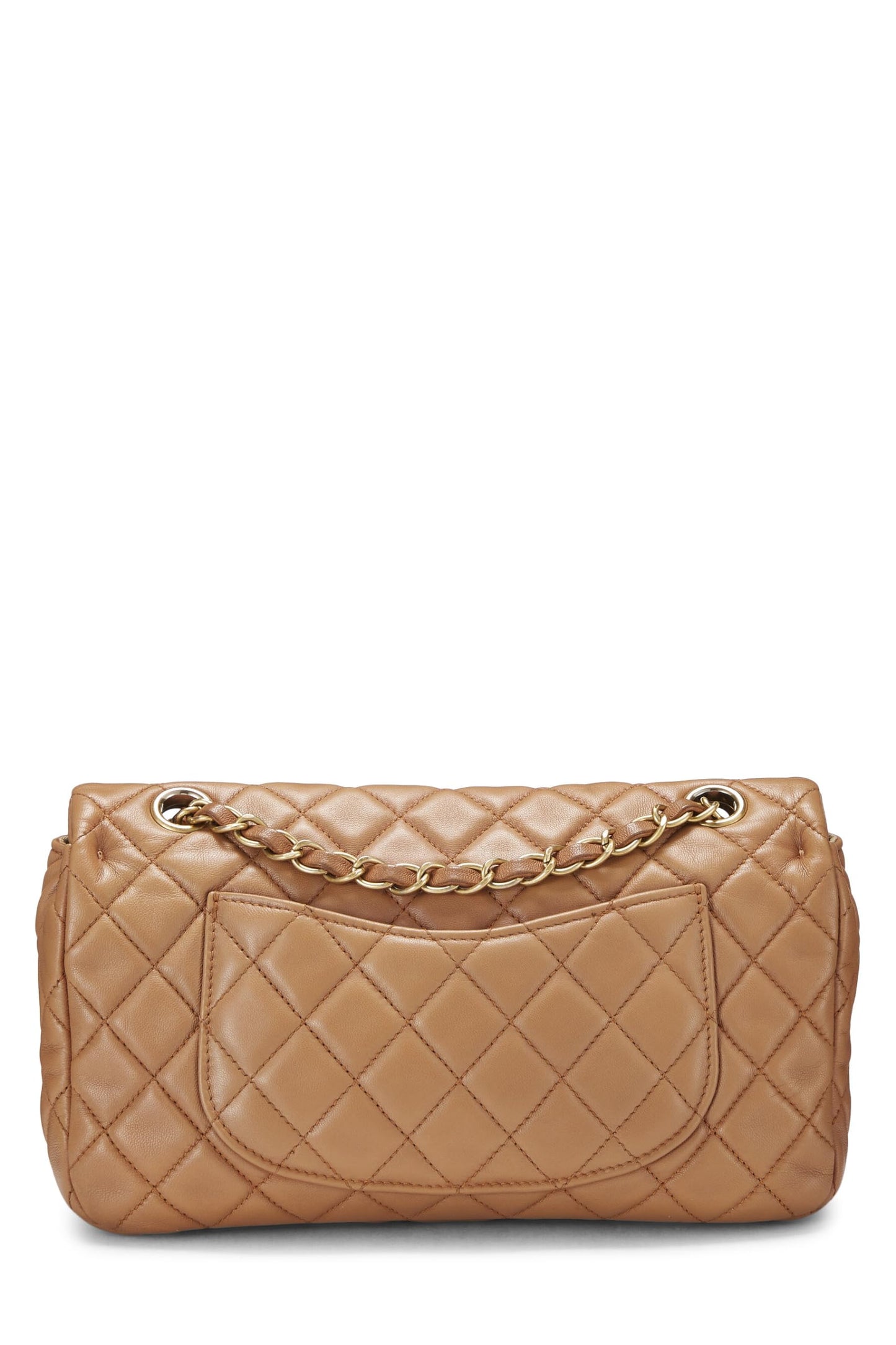 Chanel, sac Valentine à rabat simple en cuir d'agneau matelassé marron d'occasion, taille moyenne, marron