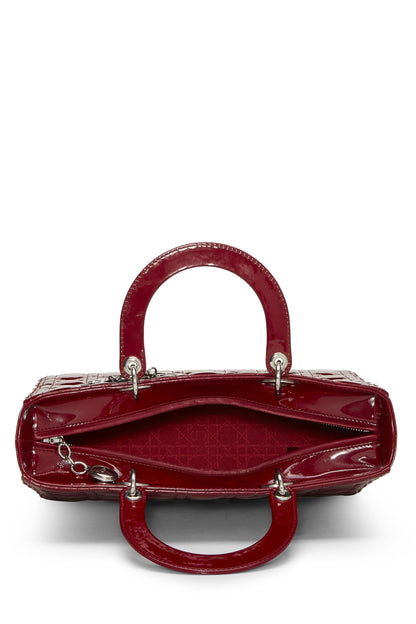 Dior, Pre-Loved Red Cannage Patent Leather Lady Dior Large, Red