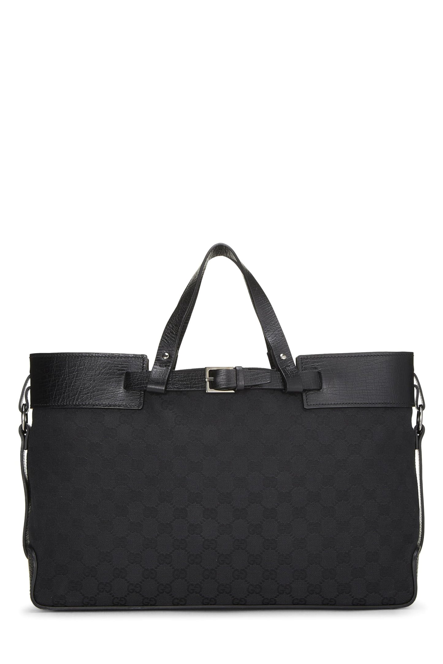 Gucci, sac fourre-tout en toile GG noir d'occasion, grand modèle, noir