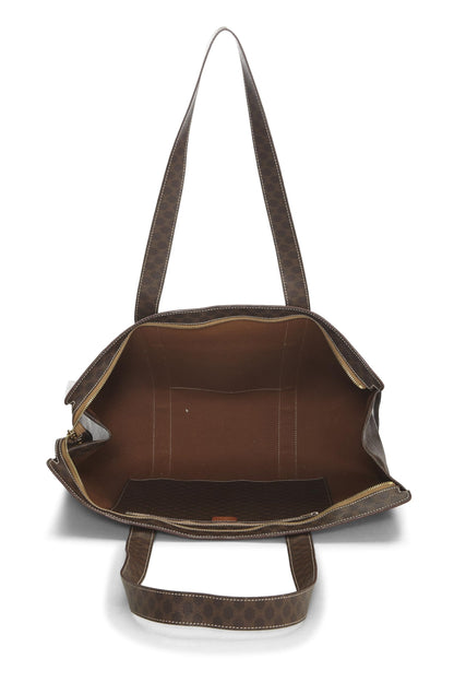 Céline, Pre-Loved Brown Coated Canvas Macadam Tote, Brown