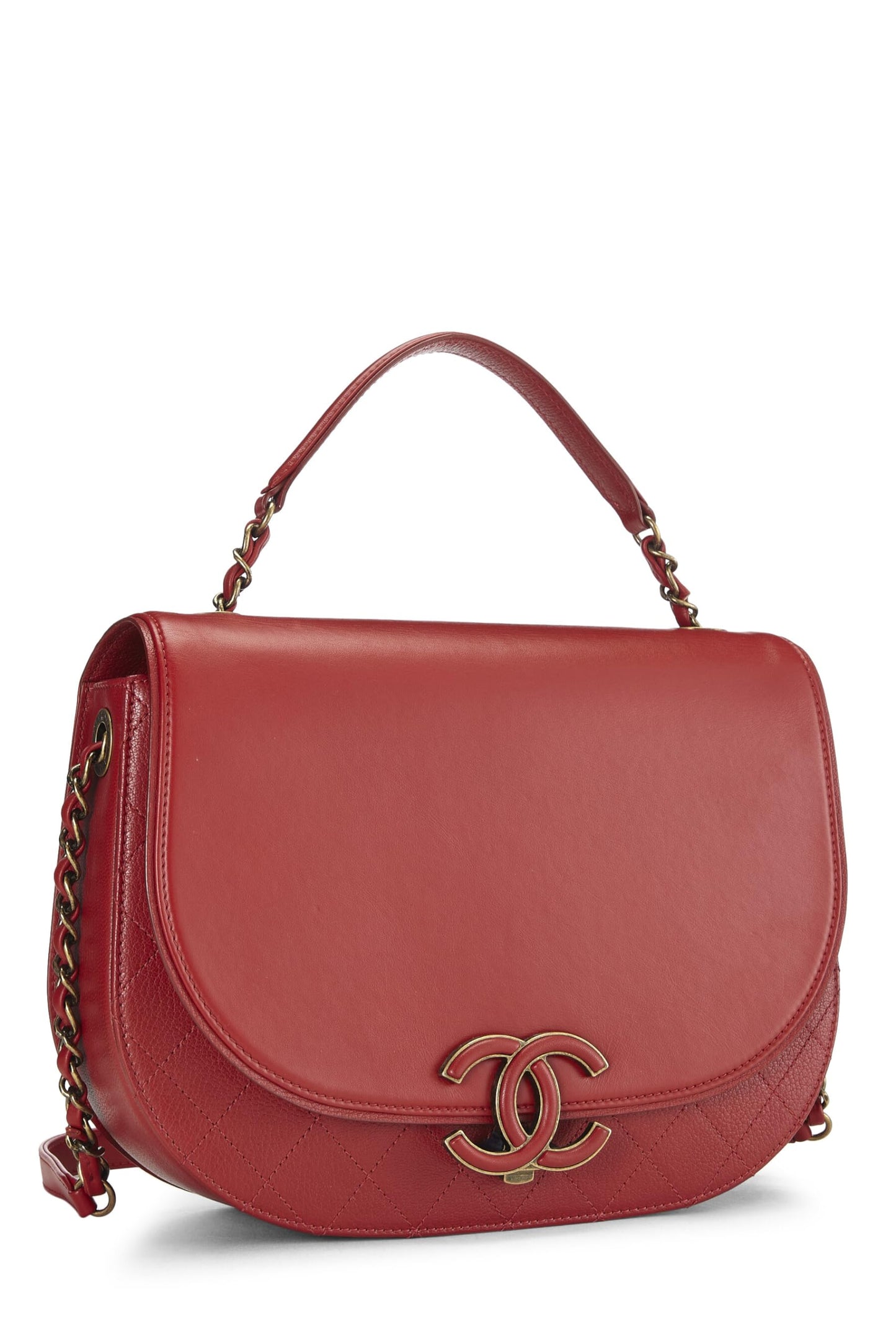 Chanel, Pre-Loved Red Calfskin Coco Curve Flap Medium, Red