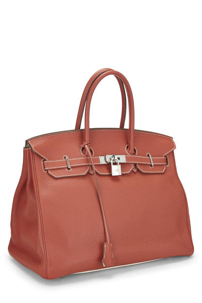 Hermès, Pre-Loved Sanguine & White Clemence Eclat Birkin 30, Sanguine