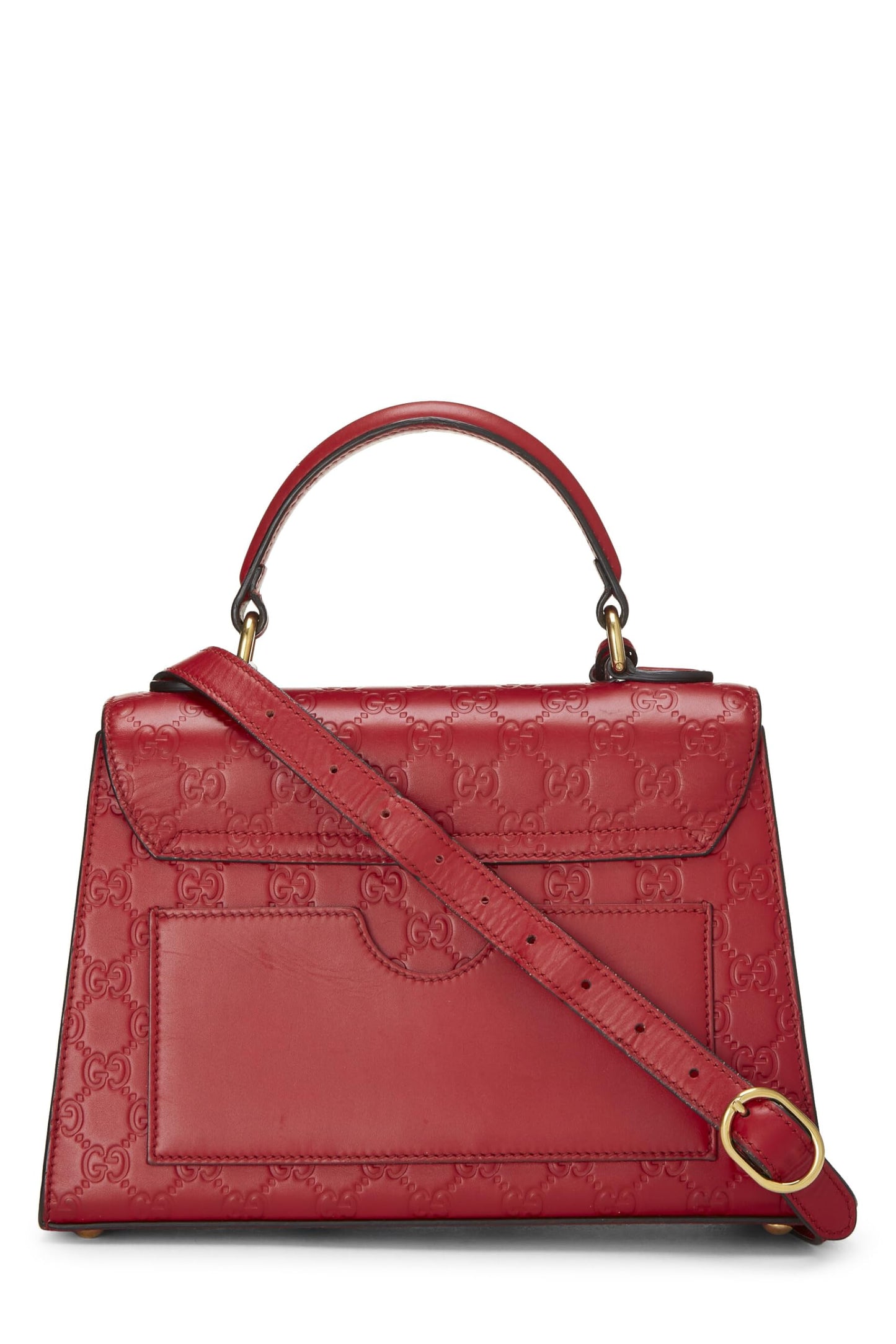 Gucci, Pre-Loved Red Guccissima Padlock Handbag Small, Red