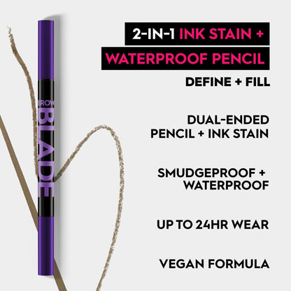 Urban Decay Taupe Eyebrow Pencil & Tinted Volumizing Brow Gel Bundle - Brow Blade 2-in-1 Microblading Eyebrow Pen + Waterproof Pencil (Taupe Trap), Big Bush Waterproof 24HR Hold Brow Gel (Taupe Trap)