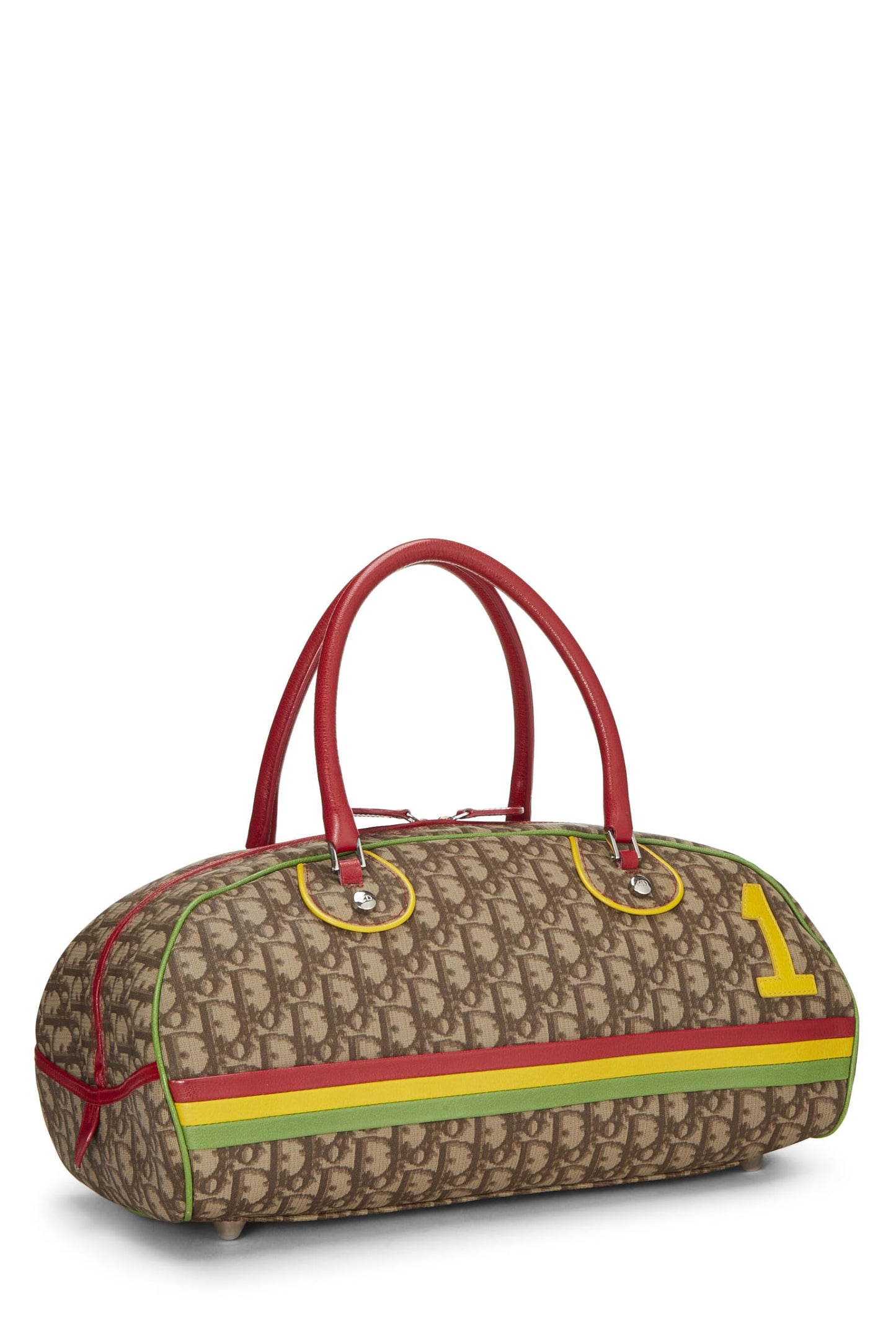 Dior, Pre-Loved Brown Trotter Coated Canvas Rasta Bowler Bag, Brown