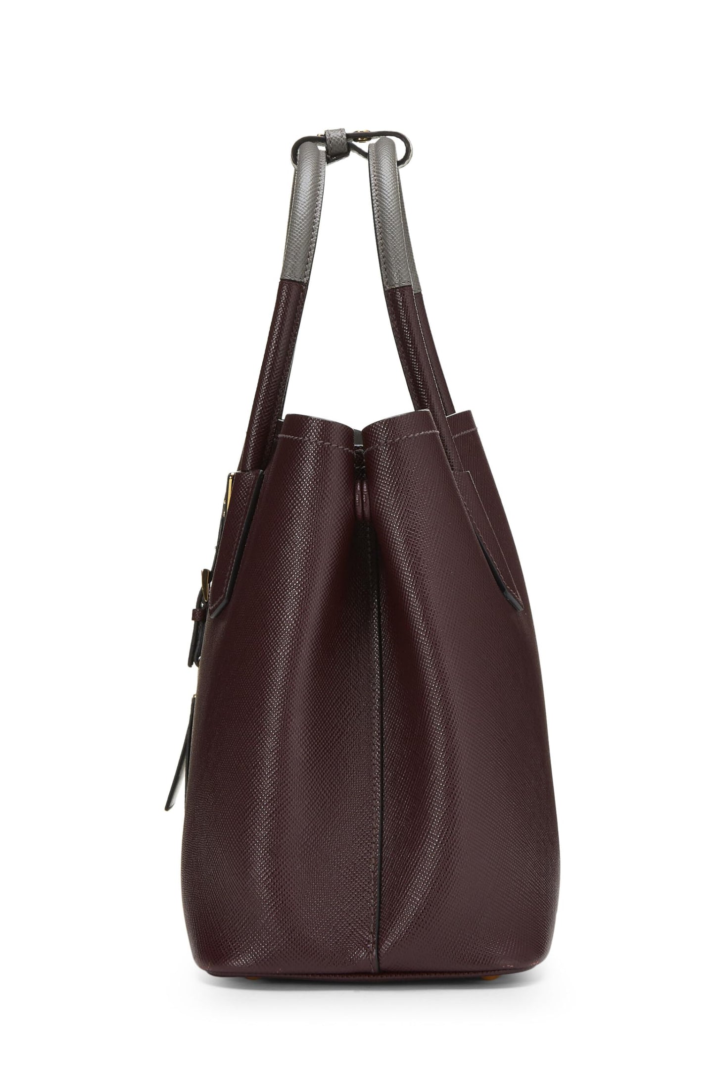 Prada, sac fourre-tout double taille moyenne en saffiano violet d'occasion, violet