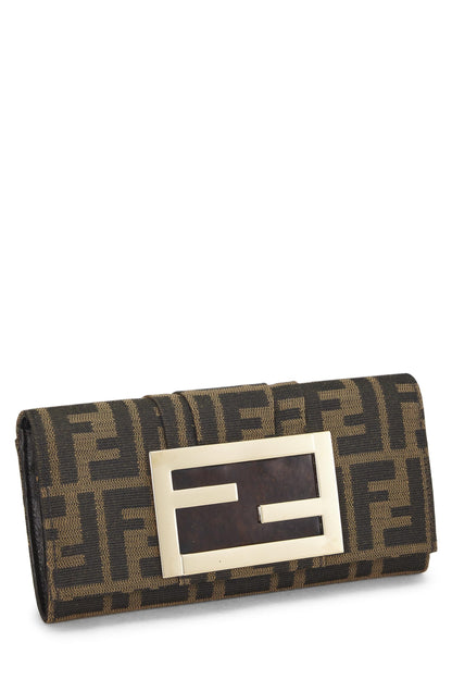 Fendi, Pre-Loved Brown Zucca Canvas Long Wallet, Brown