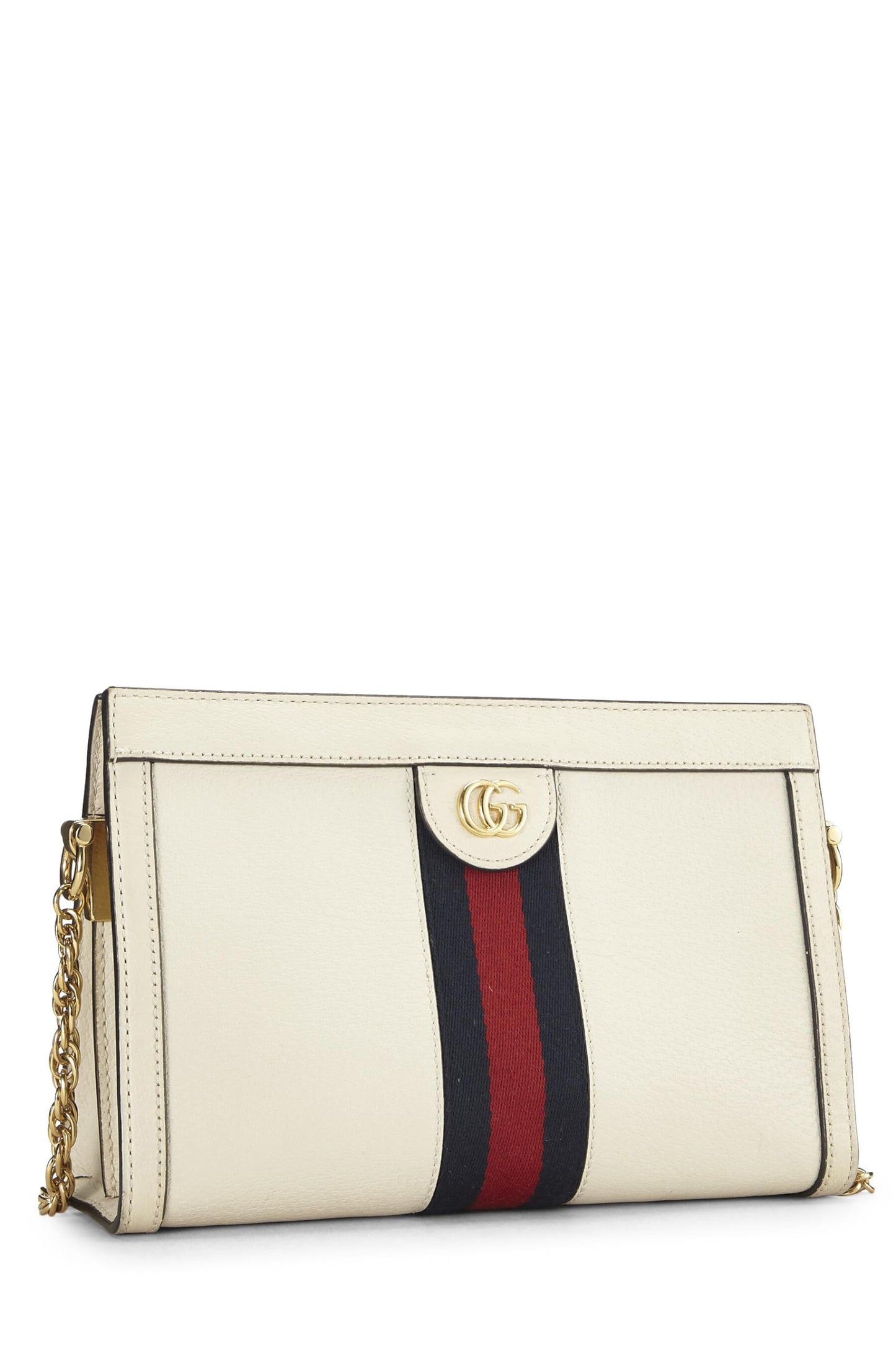 Gucci, Bolso de hombro Ophidia pequeño de piel color crema Pre-Loved, Blanco