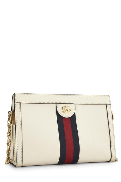 Gucci, Bolso de hombro Ophidia pequeño de piel color crema Pre-Loved, Blanco