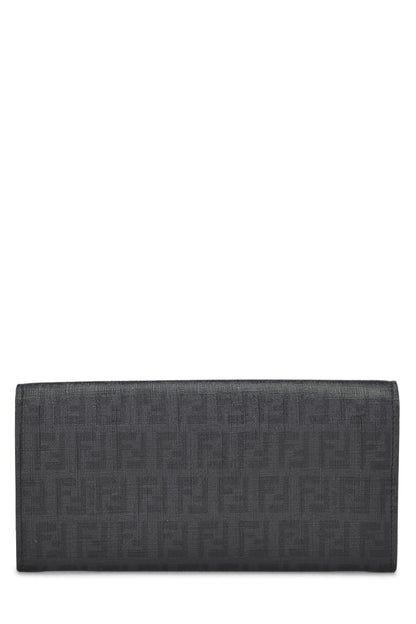 Fendi, Pre-Loved Black Zucchino Coated Canvas Continental Wallet, Black