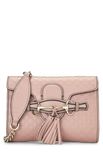 Gucci, Bolso bandolera Emily con cadena de cuero Microguccissima rosa de Pre-Loved, Rosa