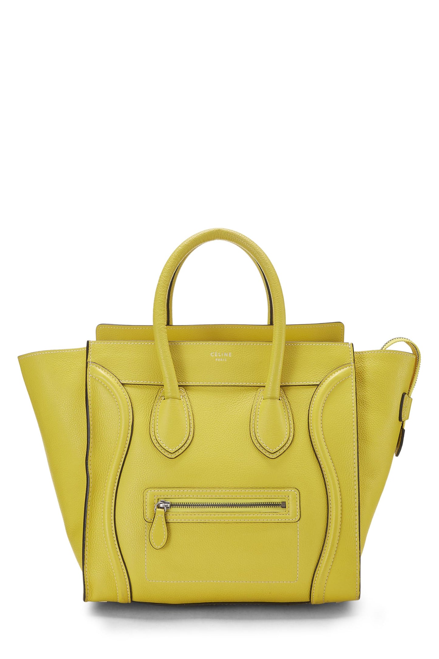 Céline, Mini maleta de piel de becerro con tambores amarillos Pre-Loved, Amarillo