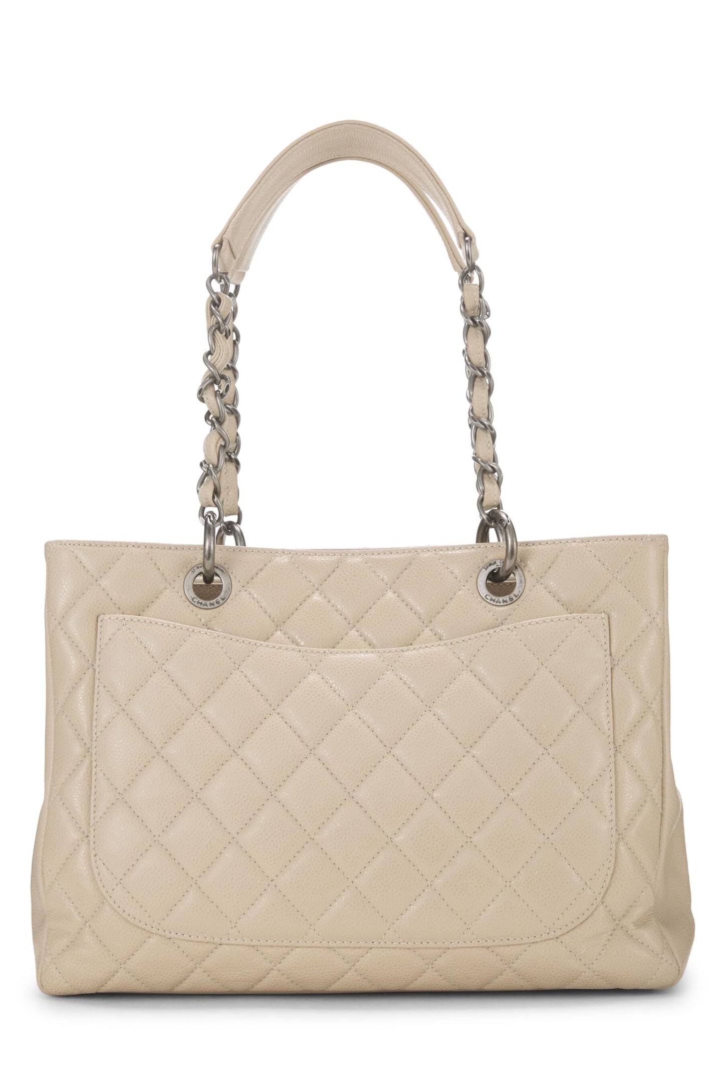 Chanel, Pre-Loved Beige Quilted Caviar Grand Shopping Tote (GST), Beige