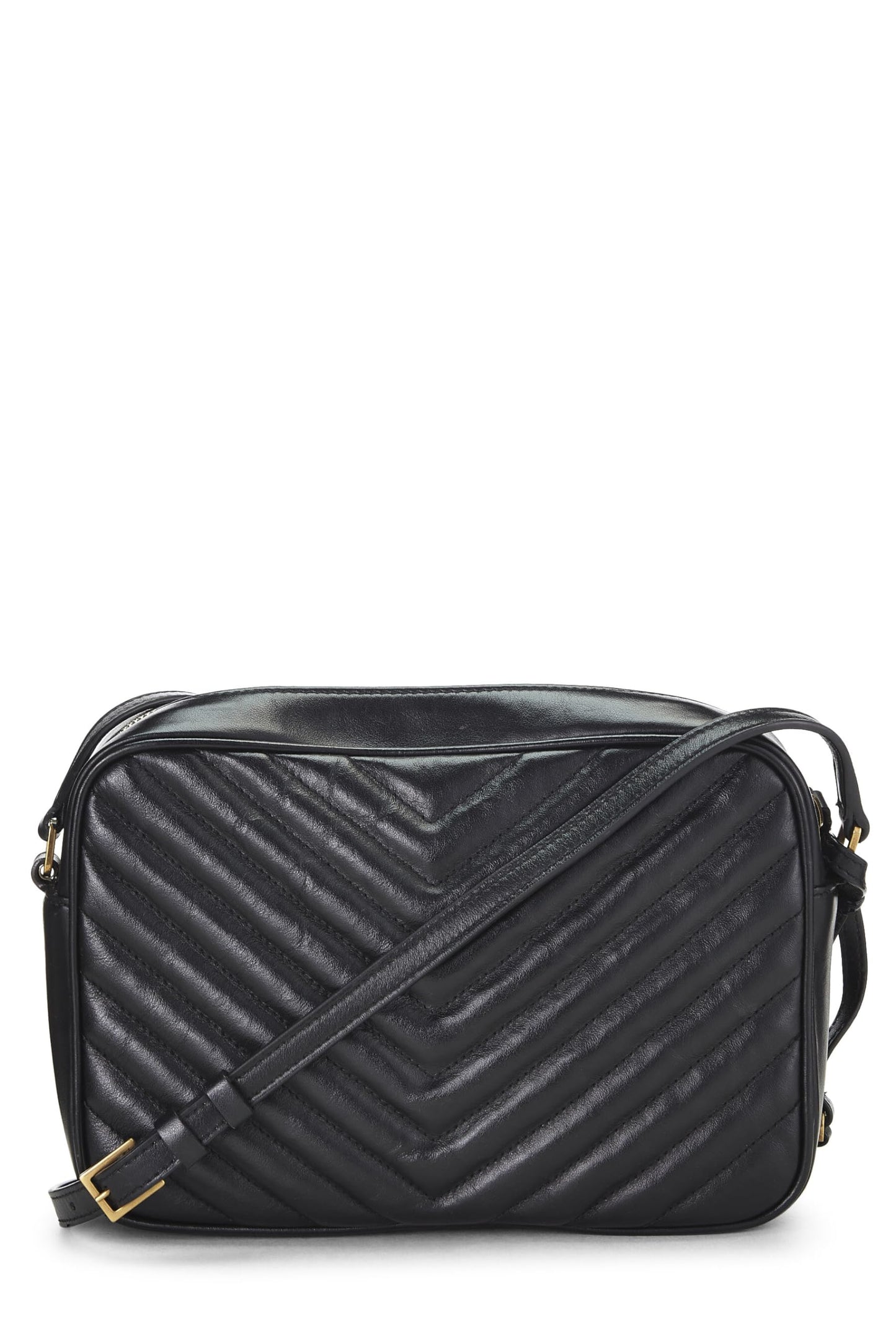 Yves Saint Laurent, Bolso para cámara Lou de piel de becerro acolchado negro Pre-Loved, Negro