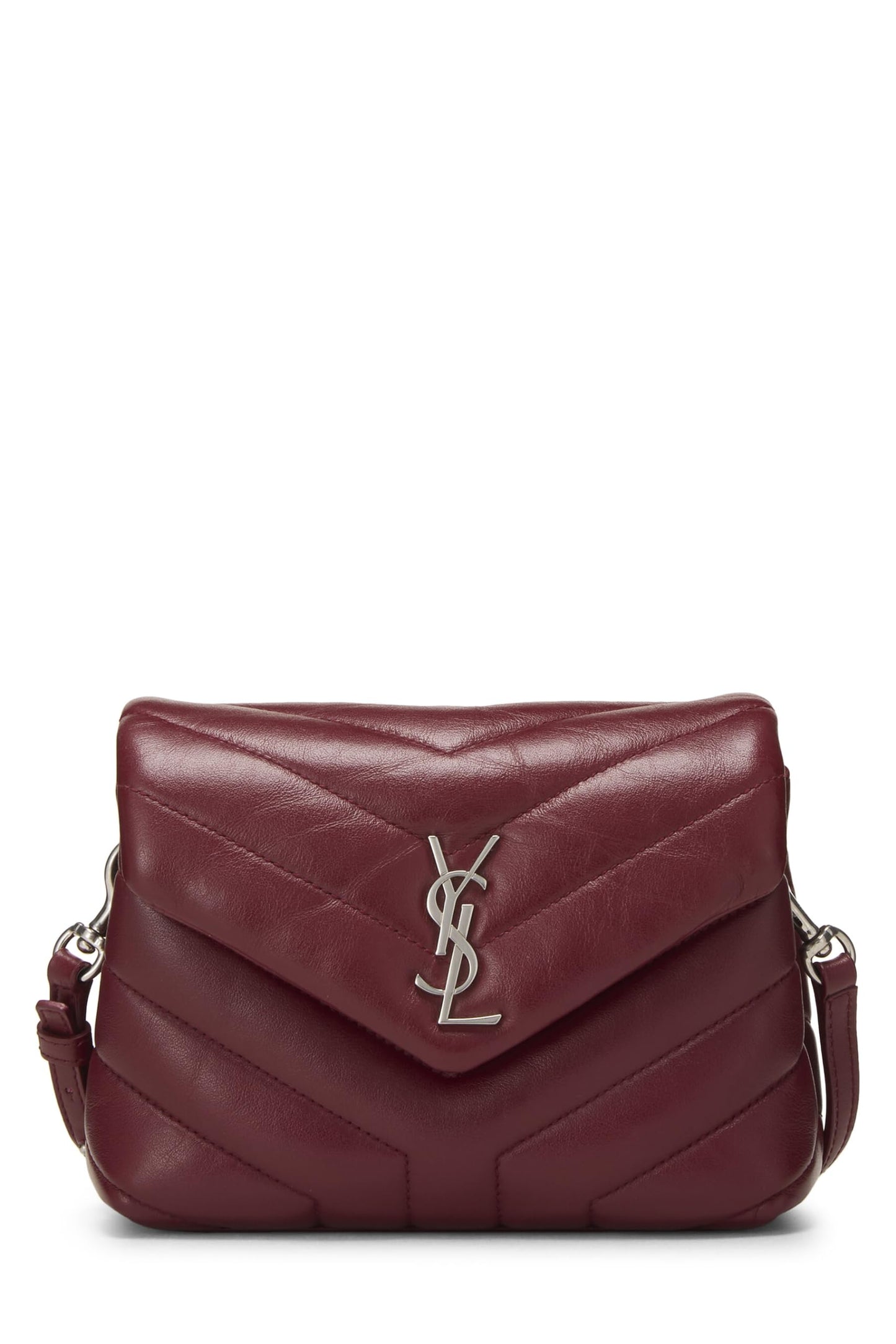 Yves Saint Laurent, Juguete Lou Lou de piel de becerro con chevron rojo Pre-Loved, Rojo