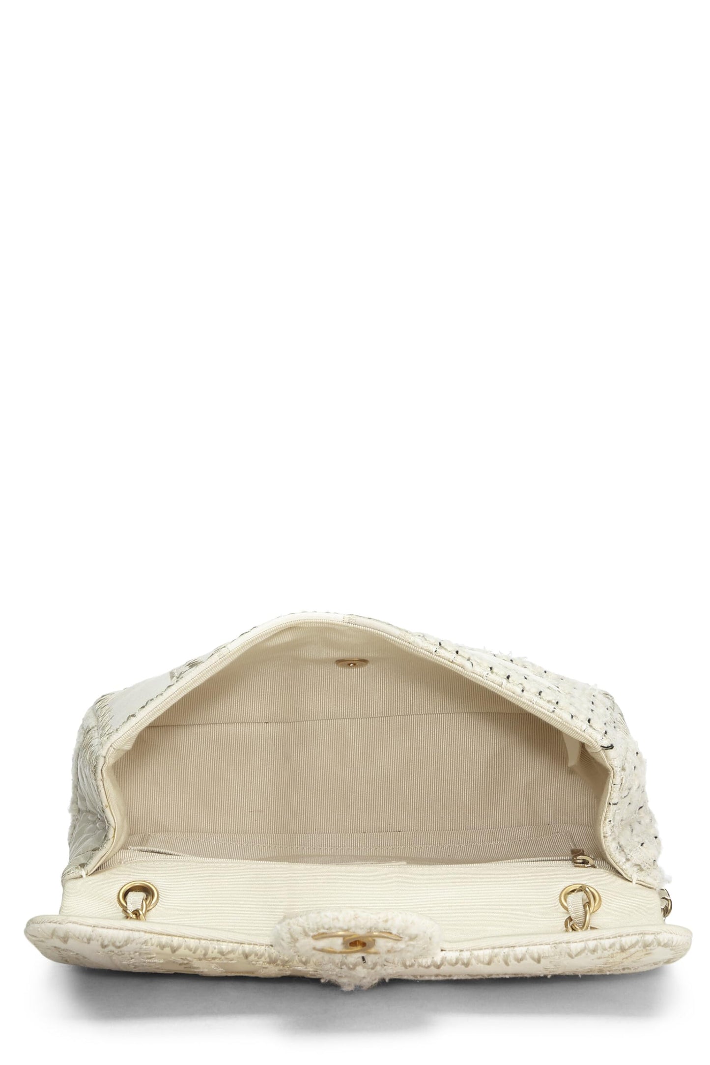 Chanel, Pre-Loved Cream Patchwork Half Flap Jumbo, White