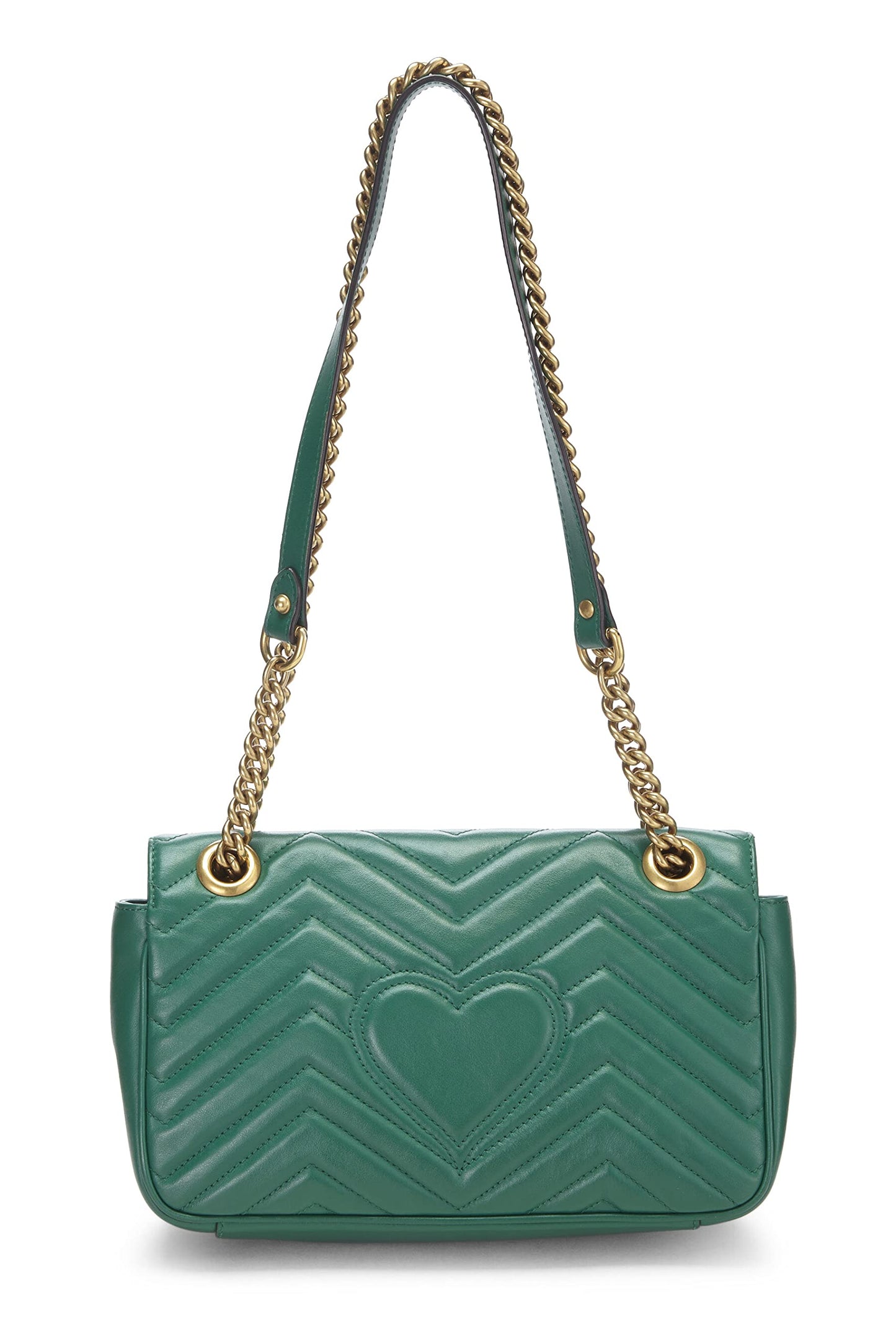 Gucci, sac à bandoulière Marmont en cuir vert d'occasion, petit modèle, vert