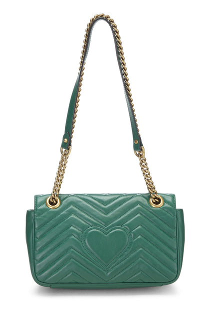 Gucci, sac à bandoulière Marmont en cuir vert d'occasion, petit modèle, vert