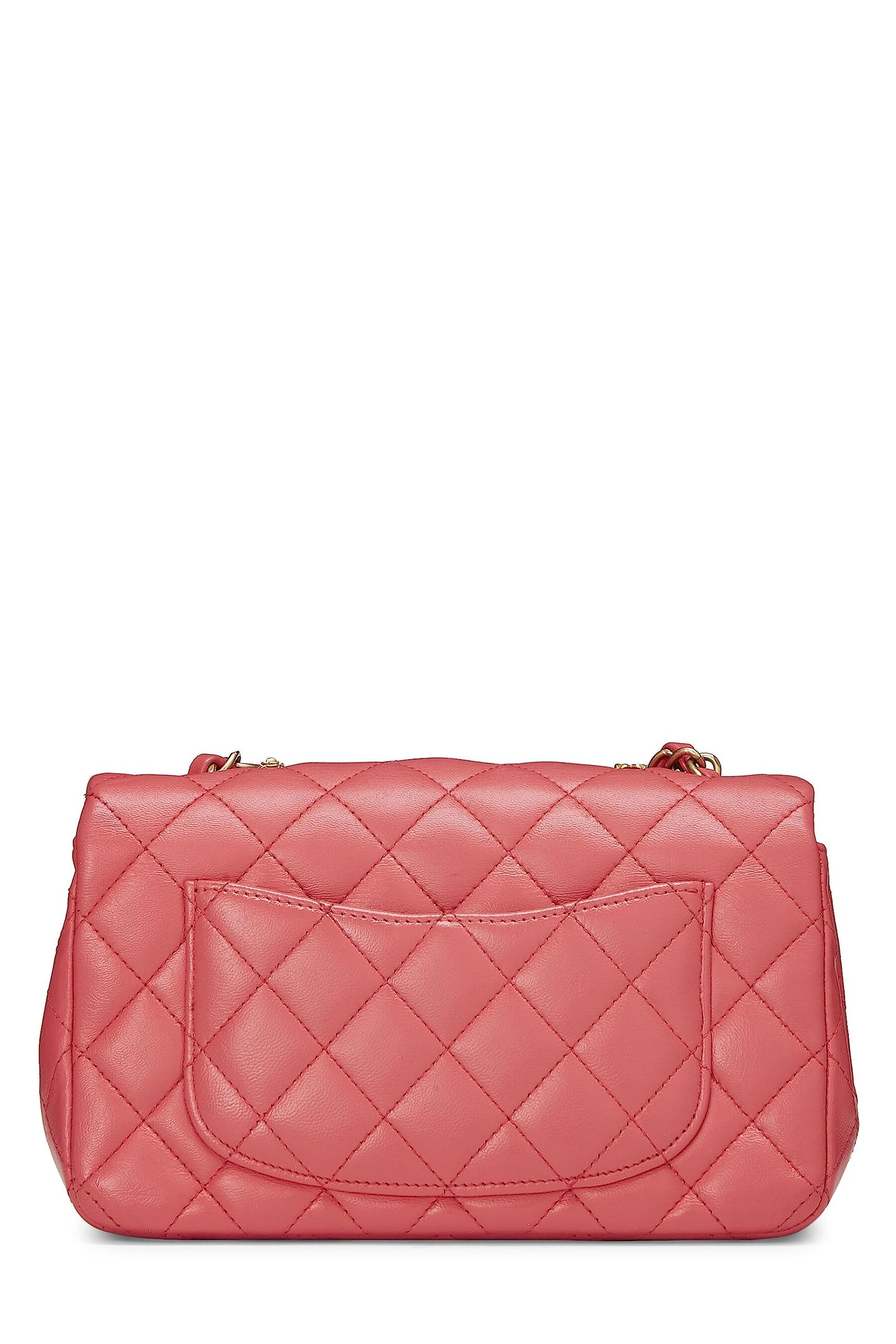 Chanel, Mini porte-monnaie rectangulaire Lucky Charm en cuir d'agneau rose d'occasion, rose