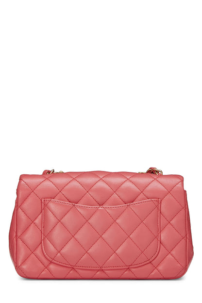 Chanel, Pre-Loved Pink Lambskin Lucky Charm Rectangular Flap Mini, Pink