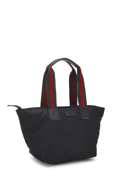 Gucci, sac fourre-tout souple zippé en toile GG noir d'occasion, petit modèle, noir