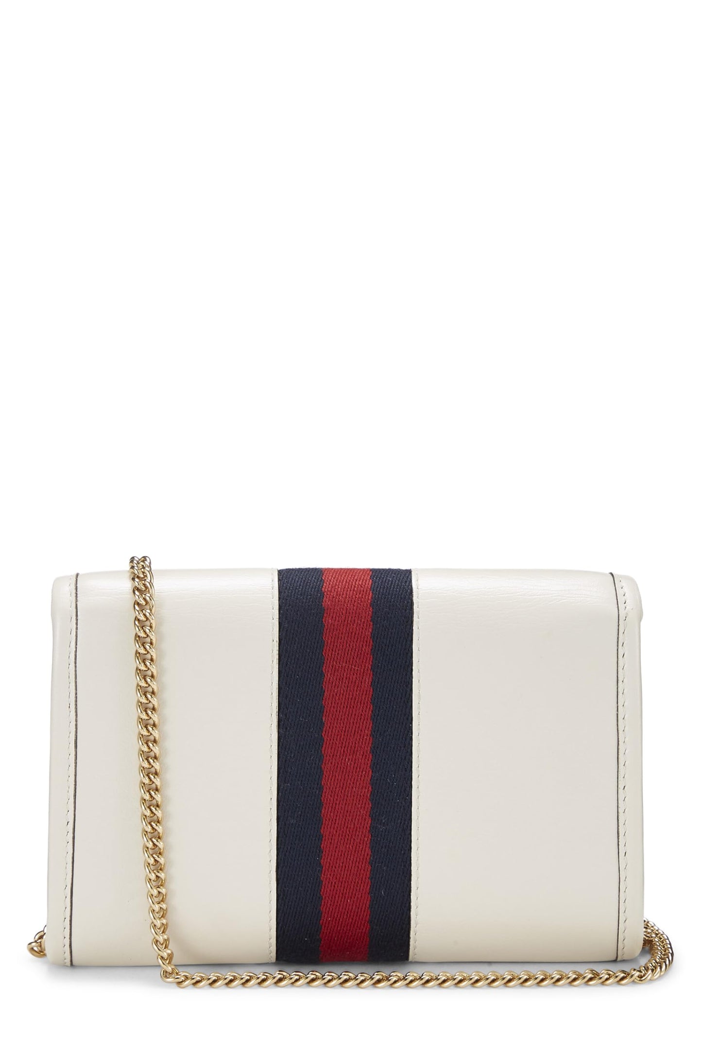 Gucci, Pre-Loved White Leather Web Rajah Shoulder Bag Mini, White