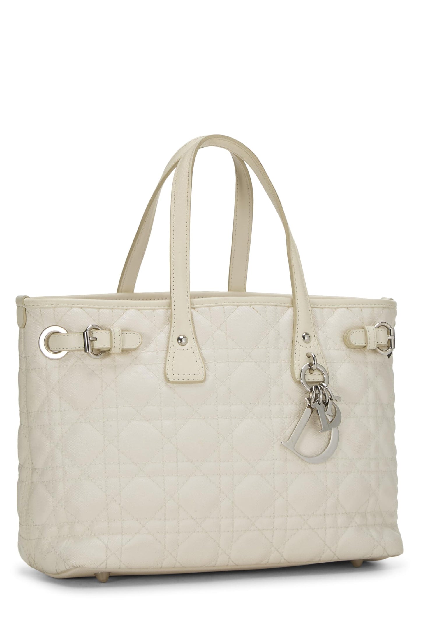 Dior, Pre-Loved White Cannage Coated Canvas Panarea Tote Small, White