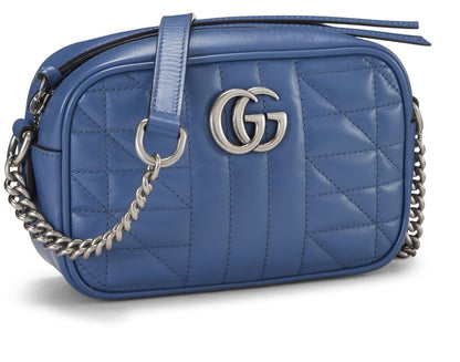 Gucci, Mini sac bandoulière GG Marmont bleu d'occasion, bleu