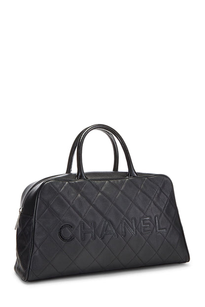 Chanel, Bowler mediano de caviar acolchado negro Pre-Loved, Negro