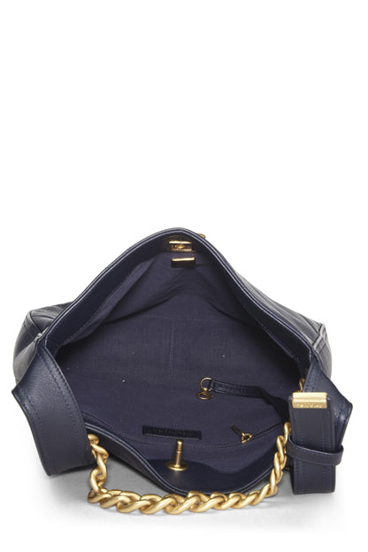 Chanel, Pre-Loved Navy Calfskin Stitched Easy Mood Hobo, Navy