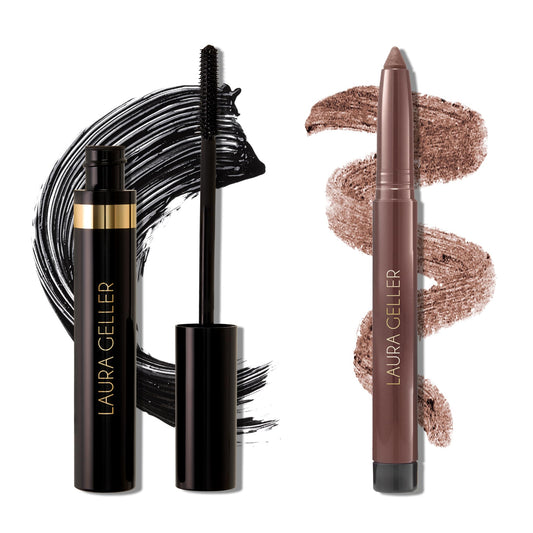 LAURA GELLER NEW YORK Bold Beauty Kajal Duo: Kajal Longwear Kohl Eyeliner Pencil, Soft Slate + Kajal Longwear Black Mascara