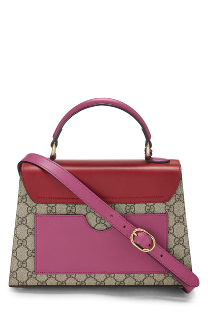 Gucci, Bolso con asa superior con candado de lona GG Supreme original rojo Pre-Loved, Multicolor