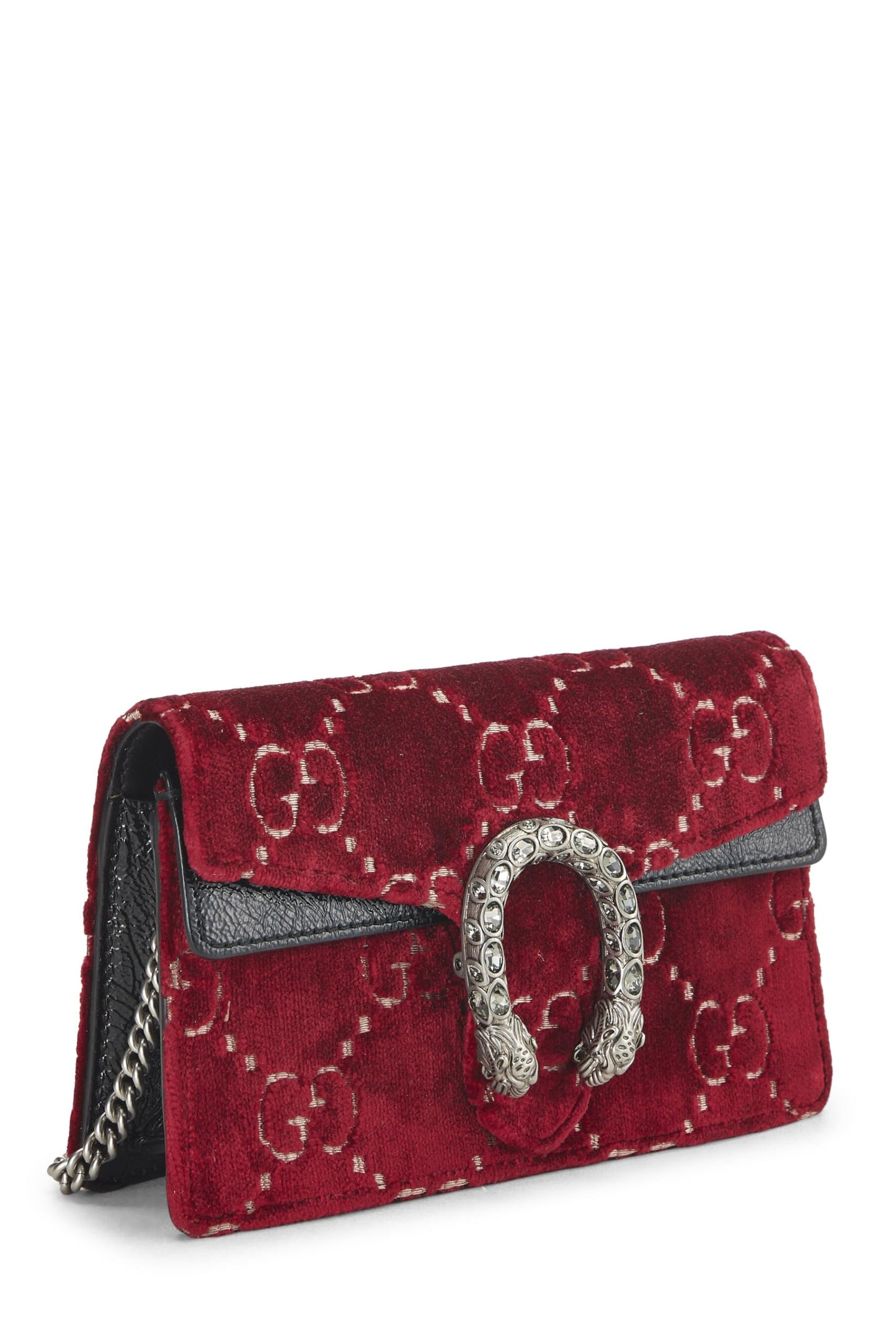 Gucci, Pre-Loved Burgundy GG Velvet Dionysus Shoulder Bag Mini, Red