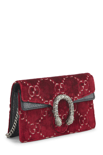 Gucci, Pre-Loved Burgundy GG Velvet Dionysus Shoulder Bag Mini, Red