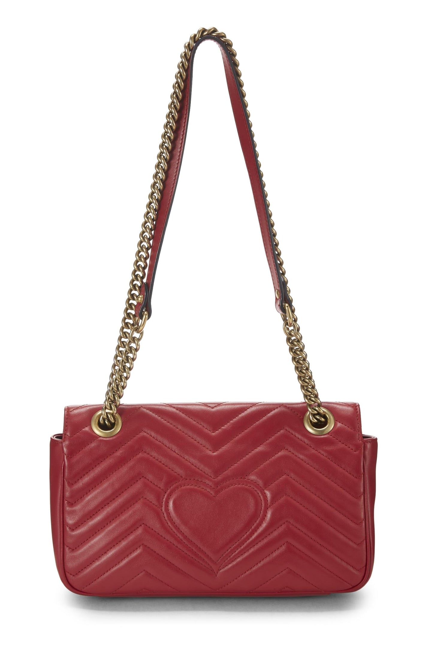 Gucci, Bolso de hombro pequeño GG Marmont de cuero rojo Pre-Loved, Rojo