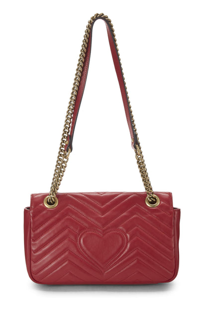 Gucci, sac à bandoulière GG Marmont en cuir rouge d'occasion, petit modèle, rouge