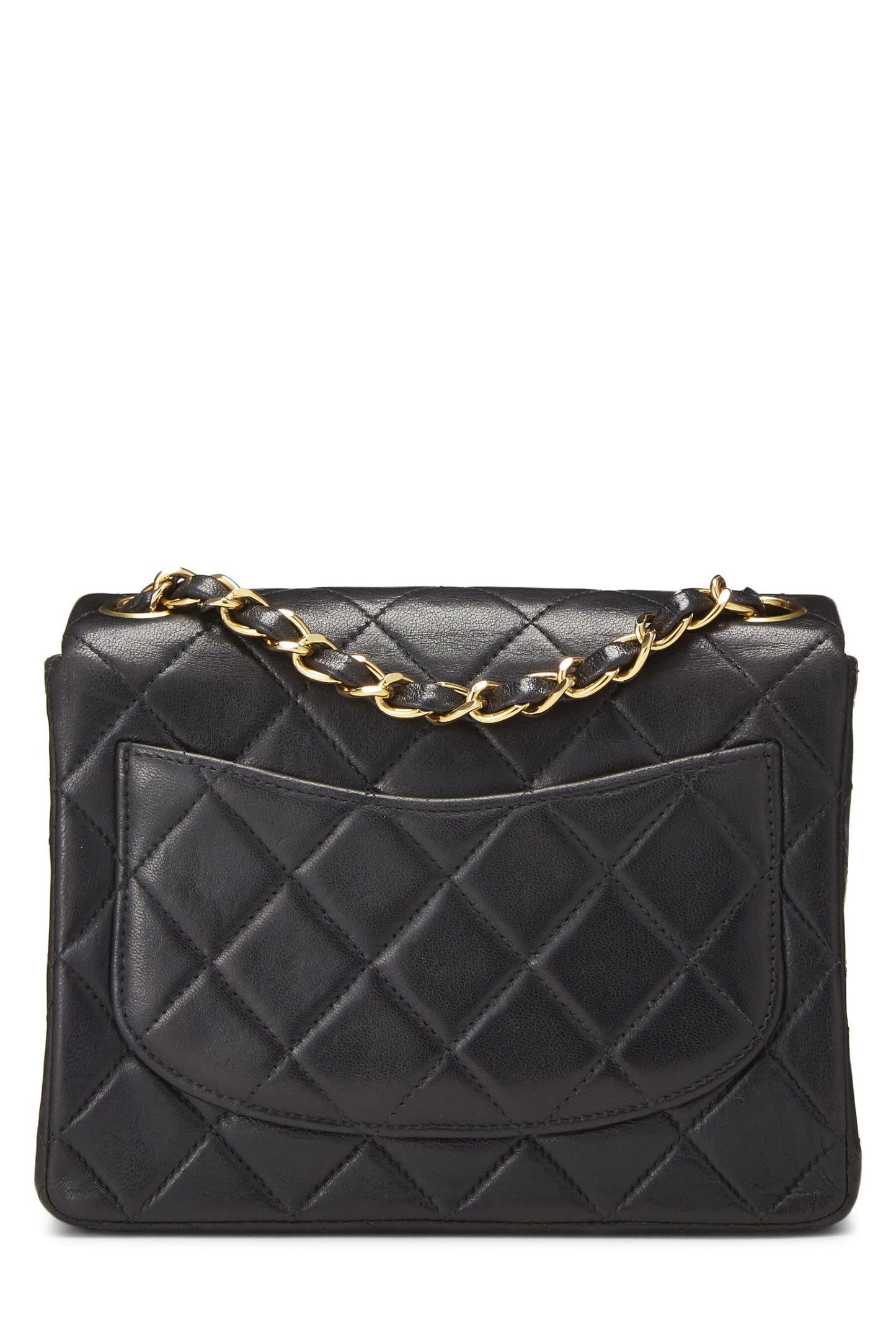 Chanel, Pre-Loved Black Quilted Lambskin Half Flap Mini, Black