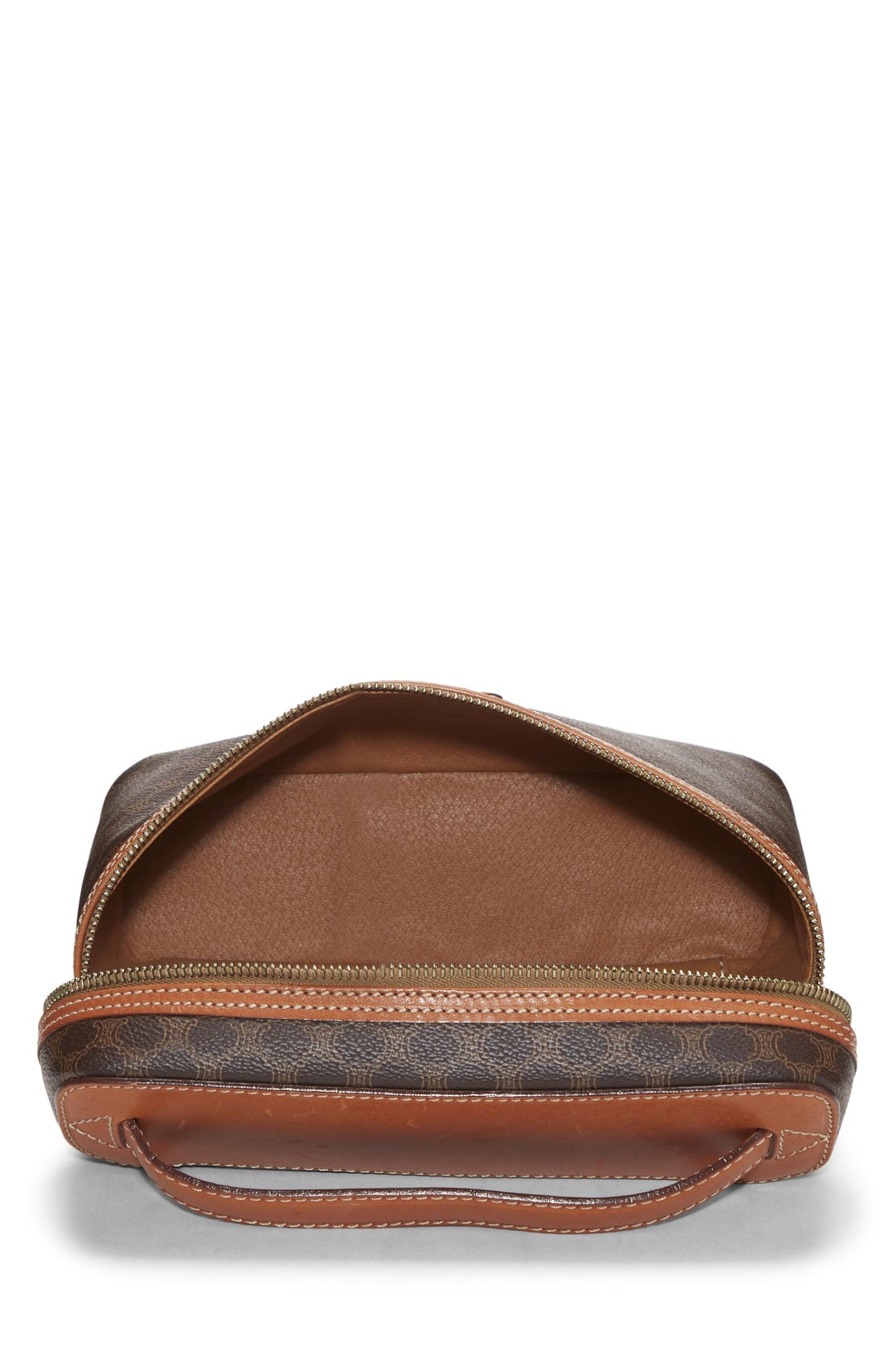 Céline, Pre-Loved Brown Coated Canvas Macadam Toiletry Bag, Brown