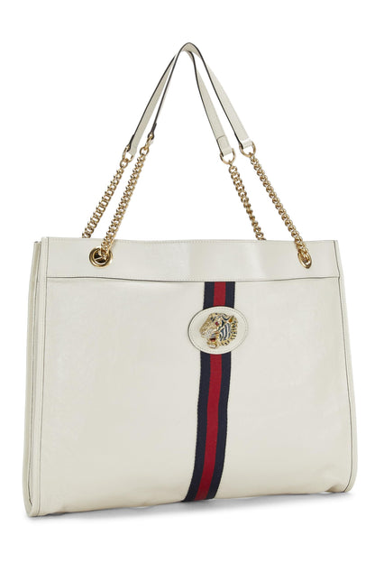 Gucci, Bolso tote Rajah grande de cuero blanco Pre-Loved, Blanco