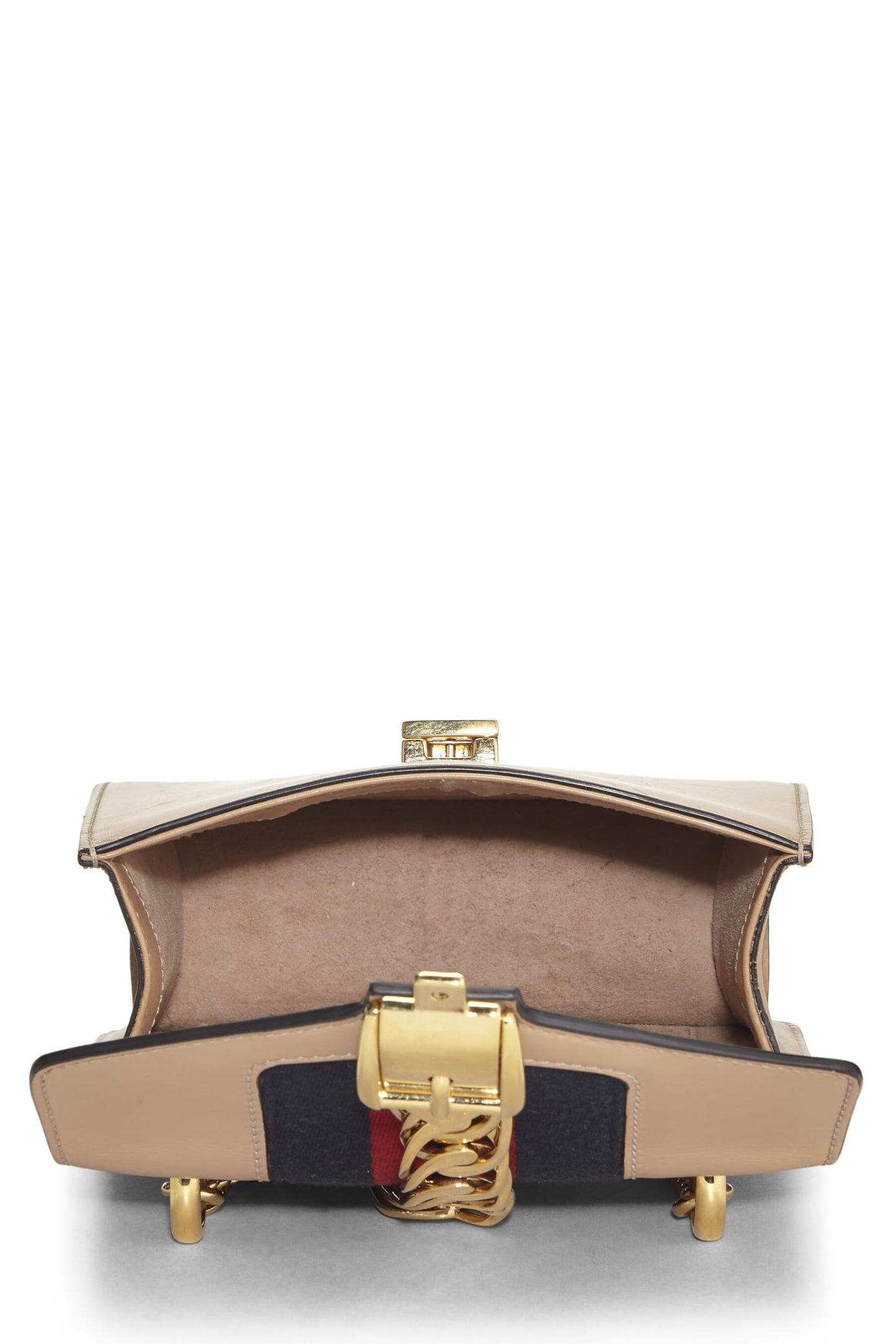 Gucci, Pre-Loved Beige Leather Web Sylvie Mini, Beige