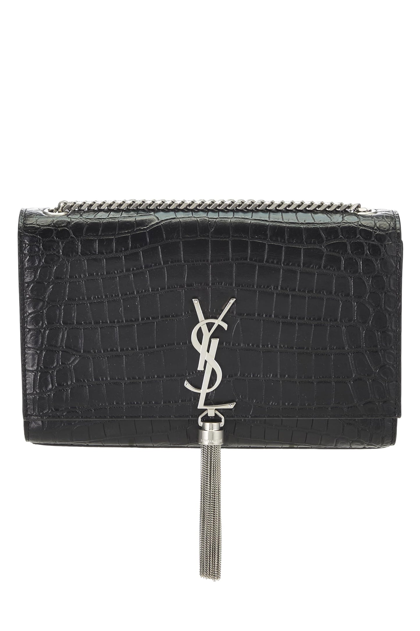 Yves Saint Laurent, Kate Tassel Medium, noir gaufré, d'occasion