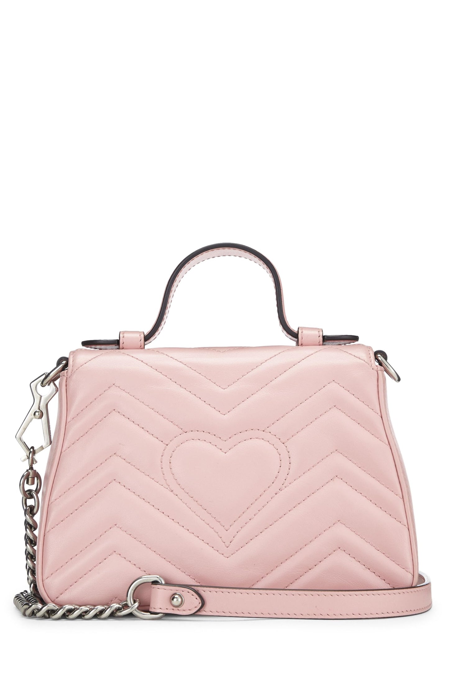 Gucci, Mini sac à main à rabat en cuir rose GG Marmont d'occasion, rose