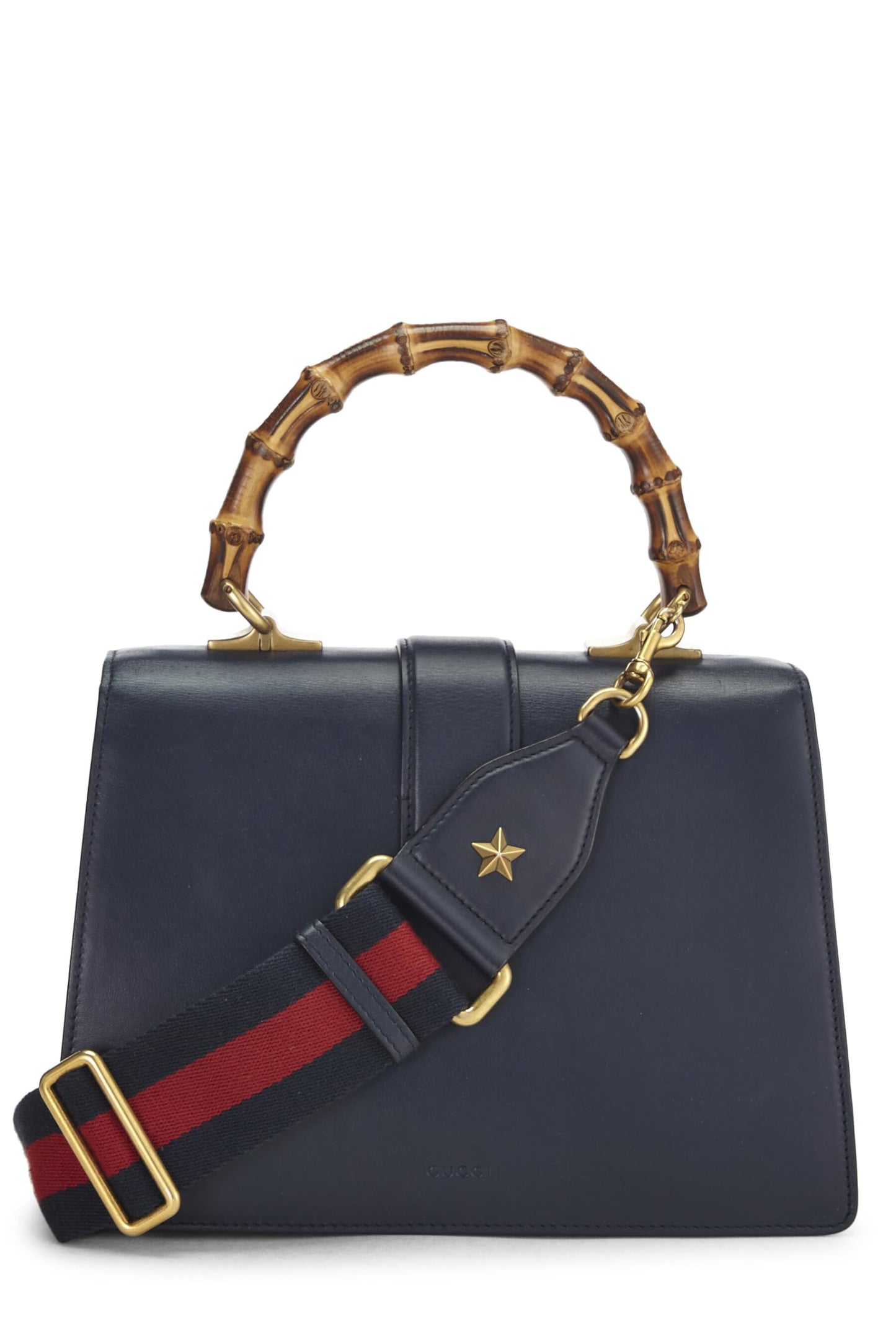 Gucci, Pre-Loved Navy Leather Dionysus Bamboo Handbag, Navy