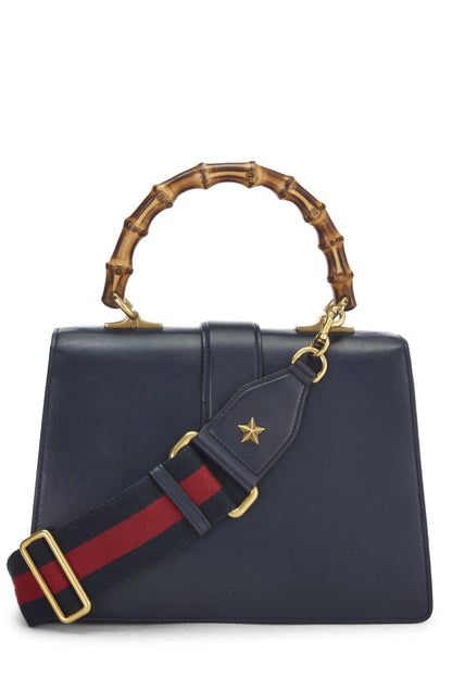 Gucci, sac à main Dionysus Bamboo en cuir bleu marine d'occasion, bleu marine