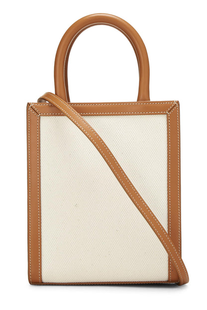 Céline, Mini cabas vertical en toile blanche d'occasion, beige