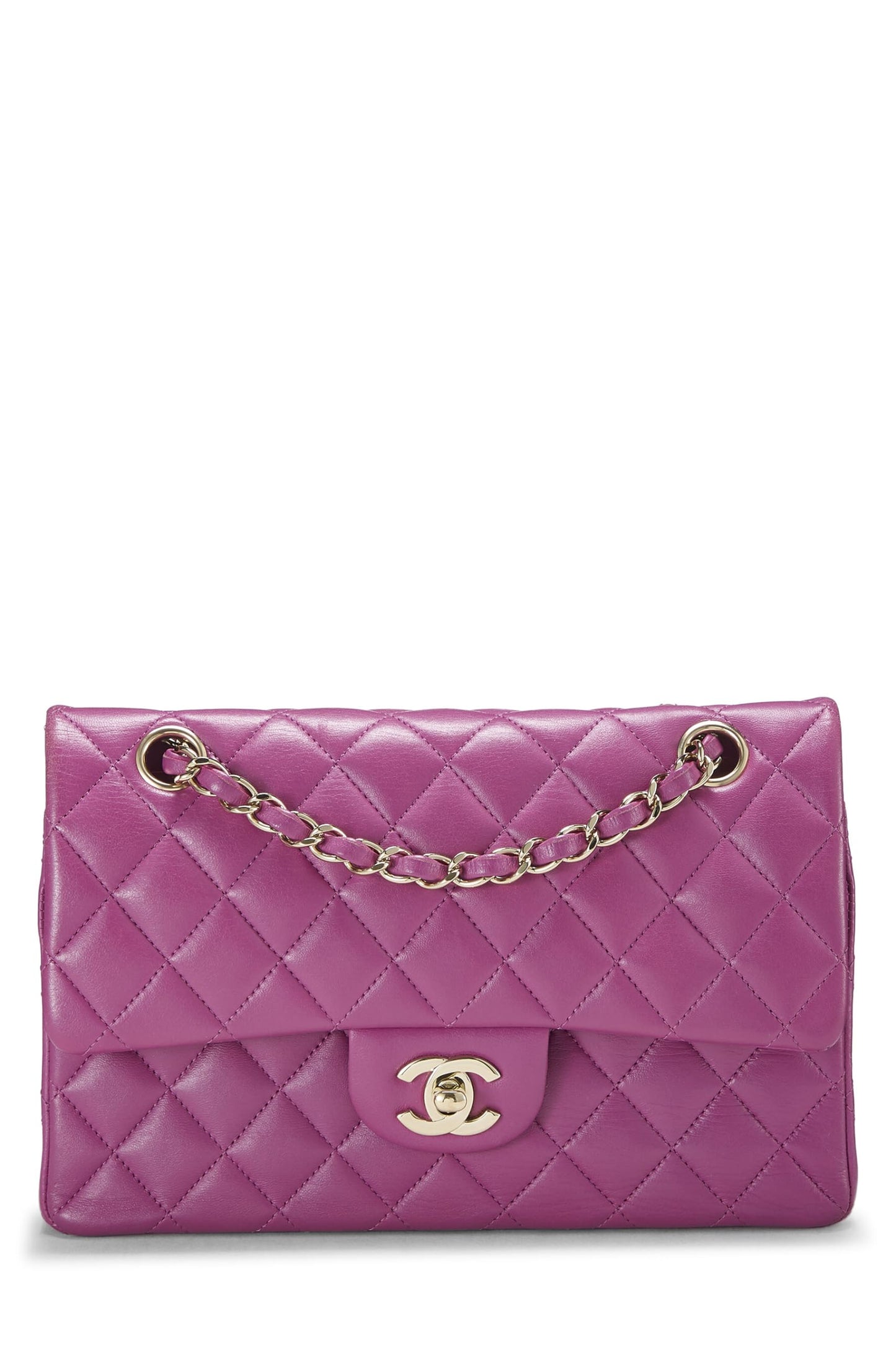 Chanel, Pre-Loved Purple Quilted Lambskin Classic Double Flap Small, Purple